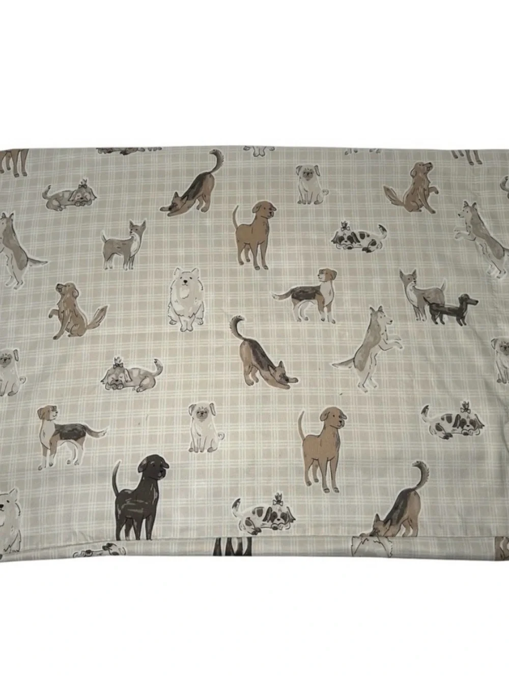 Dog‎ Print Neutral Plaid Pillowcase Cover Dog Lover Woof Dogmom Pups One Case
